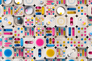 3D modular interface with vibrant colors and lights