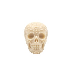 Fototapeta premium Day of the Dead, A decorative sugar skull figurine intricately adorned with floral patterns