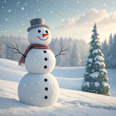 Obraz premium snowy landscape with snowman