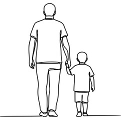 father and son line art vector