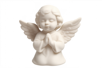 Angel cherub statue praying faith and religion concept