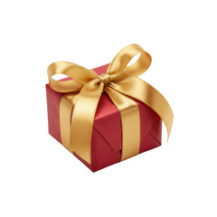 Fototapeta premium Elegant Red Gift Box with Golden Ribbon, Symbol of Celebration and Festive Cheer for Special Occasions