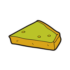 Cartoon slice of green cheese with holes