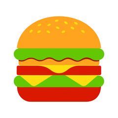 Colorful flat icon of a delicious hamburger