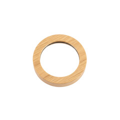Obraz premium Elegant Wooden Ring on a Minimalist Backdrop Emphasizing Simplicity and Natural Aesthetics