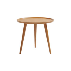 Elegant wooden side table with three legs on a solid, offering a contemporary interior furnishing