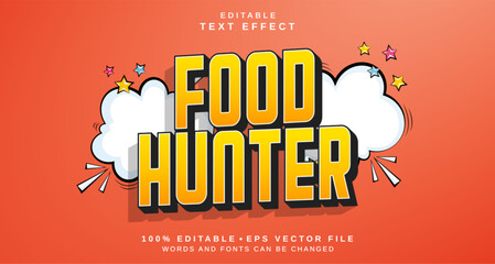 Editable text style effect - Food Hunter text style theme.