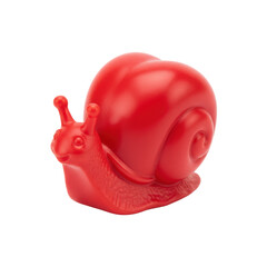 Fototapeta premium Isolated Vibrant Red Snail Figurine on Plain Backdrop, Symbolizing Perseverance and Slow Movement