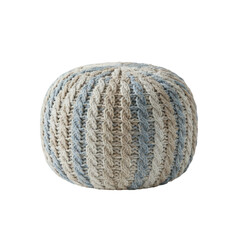 Fototapeta premium Knitted Ottoman, A Cozy and Stylish Addition to Any Room, Featuring Neutral and Blue Tones