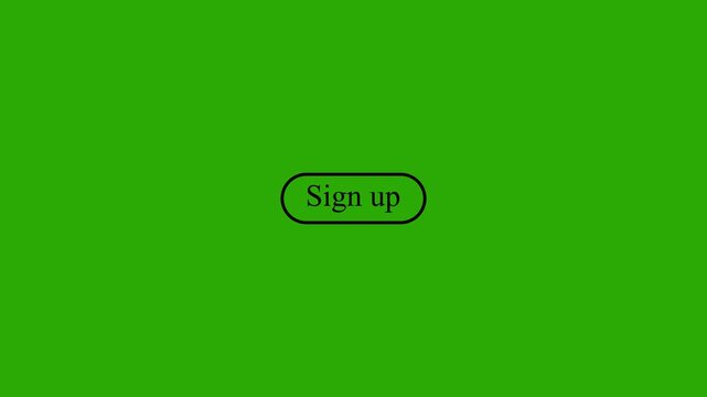 Sign up icon. Digital hand cursor clicking "sign up" button animation. Finger cursor clicking on white background.