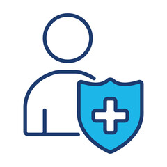 Patient Safety Icon In Blue Monochrome Flat Design, Vector Illustration 
