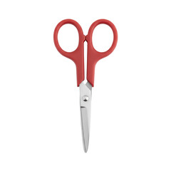 Sharpness and Precision, A close up of red handled scissors against a stark backdrop