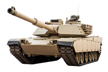 A M1 Abrams tank stock photo file, cutout, PNG isolated on white or transparent background, generated AI