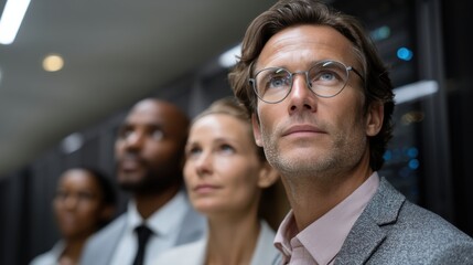 Engineers in server room with diagnostics tablet