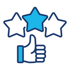 Approval Icon In Blue Monochrome Flat Design, Vector Illustration