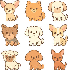 Dog Breeds Flat Icon Collection