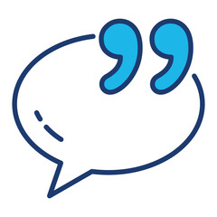 Quote Icon In Blue Monochrome Flat Design, Vector Illustration