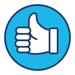 Like Icon In Blue Monochrome Flat Design, Vector Illustration