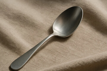 Minimal Reflections – Silver Spoon on Neutral Fabric