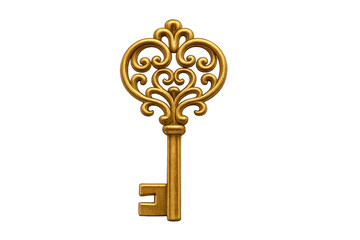 Golden vintage ornate key finding solution unlocking opportunity