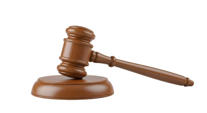 Wooden gavel and sounding block on black background judge