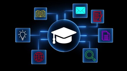 AI-powered teaching solutions concept on the transparent background. Intelligent tutoring systems and personalized learning. Motion graphics of tutoring idea. 4k video