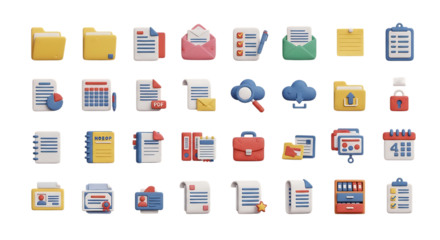 Stock illustration of business documents files folders icons for office management and organization