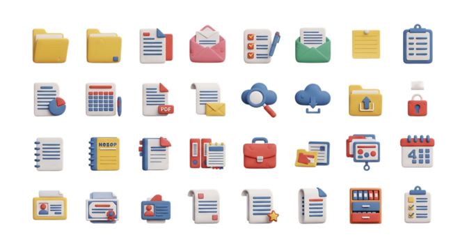 Stock illustration of business documents files folders icons for office management and organization