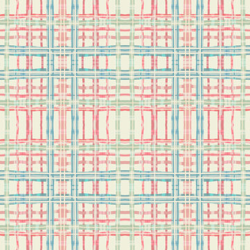 Pastel Watercolor Plaid Seamless Pattern in Soft Colors