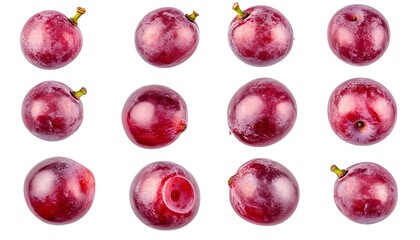 Isolated Cranberries in Flight Five Falling Berries on a Crisp White Background with white Clipping Path