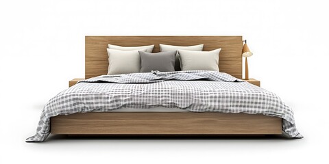 bed with pillows isolated on white