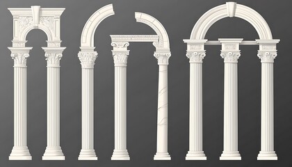 colonnade arch classical architecture 3d rendering white