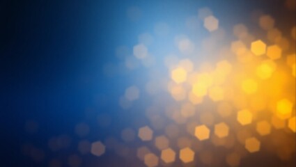 A vibrant blue and orange background with a multitude of hexagonal shapes scattered throughout. The blue and orange colors create a striking contrast. The shapes are of different sizes