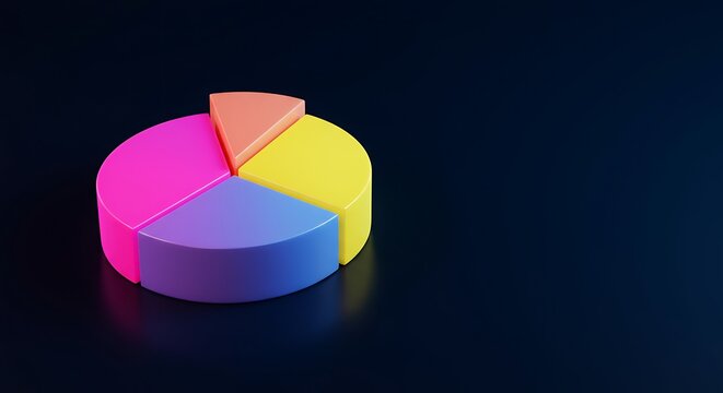 Vibrant pie chart slices in a dynamic composition, perfect for visualizing data, trends, and business analytics with a modern, professional aesthetic. - Powered by Adobe