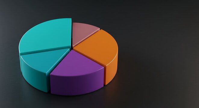 Vibrant 3D pie chart with distinct colorful segments, perfect for illustrating data insights and financial growth strategies. - Powered by Adobe