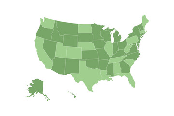 United States Map Vector Graphic for Presentations and Designs with green color