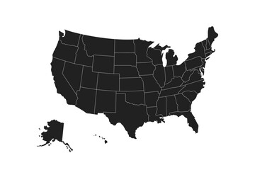 United States Map Vector Graphic white and black for Presentations and Designs