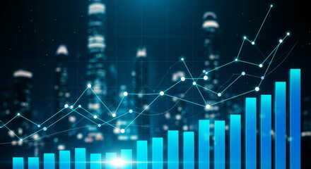 Bar Graph & Line Chart over City Scape