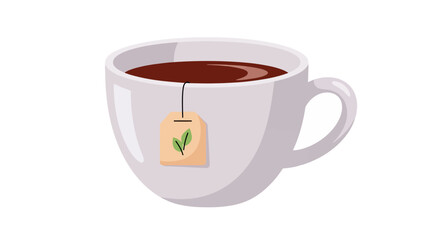 A simple illustration of a white mug filled with hot tea