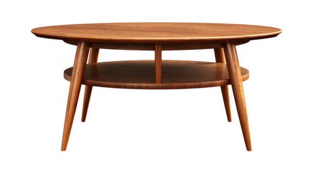 Mid century wooden coffee table interior decor element in modern living room photography cozy environment stylish view