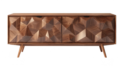 Modern sideboard cabinet interior decor element in stylish living room photorealistic design