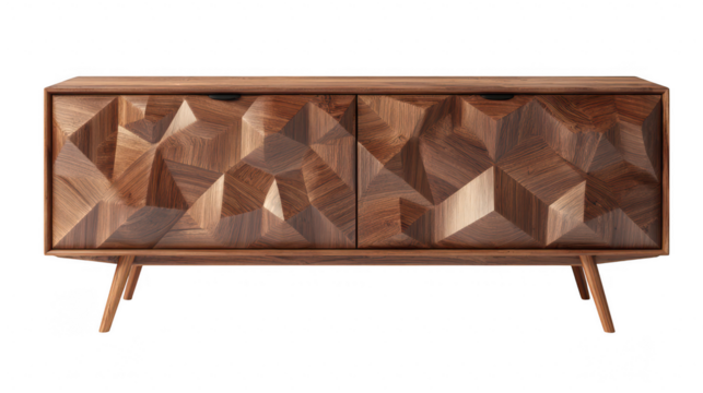 Modern sideboard cabinet interior decor element in stylish living room photorealistic design