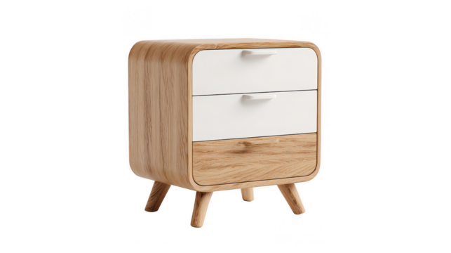 Modern scandinavian bedside cabinet furniture decor element interior design minimalist style cozy bedroom aesthetic view