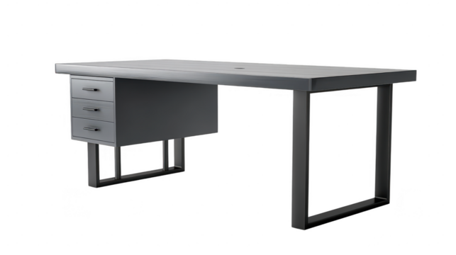 Sleek office desk workspace furniture piece modern office realistic photo minimalist environment professional viewpoint