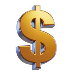 Obraz premium Shiny golden dollar sign symbol isolated on transparent background