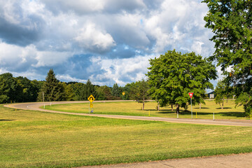 The on ramp to State Route 6 from Ludlow Street in Warren, Pennsylvania, USA on a sunny summer day