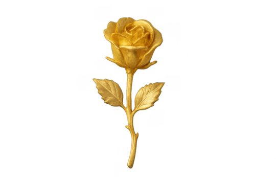 Gold rose flower with stem and leaves - Powered by Adobe