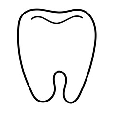 Doodle outline illustration of a tooth on a white background. Suitable for use in dentistry logos, clinic signage, medical presentations, educational materials, dental care brochures, websites, mobile