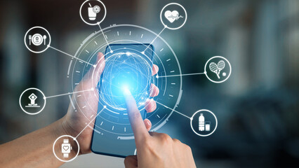 Healthy lifestyle icons show exercise, healthy lifestyle diet, and wellness routine. Healthy lifestyle improves fitness, nutrition, and wellbeing. Gist