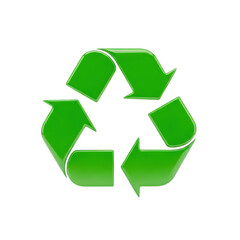 Obraz premium Bright green recycling symbol with 3 arrows forming a loop isolated on transparent background